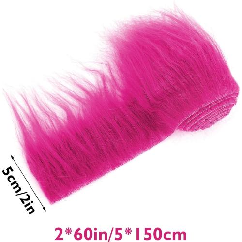 Faux Fur Fabric Precut Fur Strips 2x60inch Hot Pink Fur Fluffy Fuzzy Craft Furs for Gnomes Beard Santa Claus Hair Dwarf Cosplay Costume DIY Craft Christmas Decoration