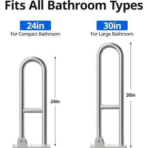 Toilet Grab Bar, Bathroom Safety Handrail Wall Mounted, 304 Stainless Steel Flip Up Folding Support Rail for Elderly Seniors and Handicap Assistance (30 Inch)