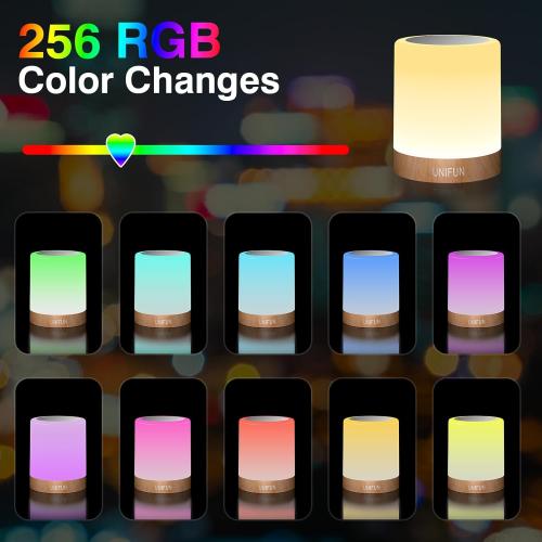 Night Light, Touch Lamp for Bedrooms Living Room Portable Table Bedside Lamps with Rechargeable Internal Battery Dimmable 2800K-3100K Warm White Light & Color Changing RGB (Regular Size)…
