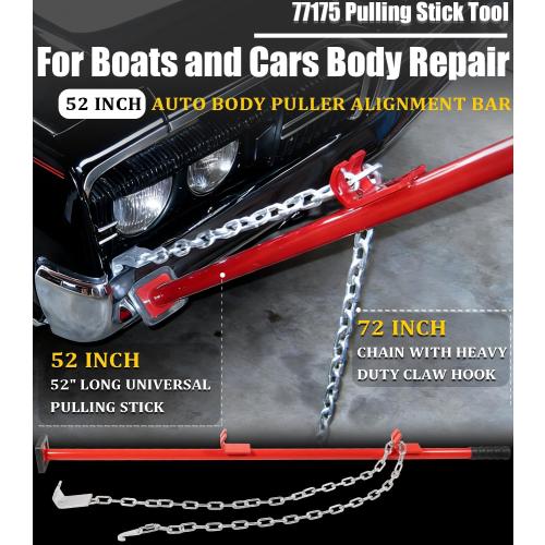 Camoo ???????????????????????????????? 77175 Pulling Stick Tool for Boat Car Repair (52 Long), Auto Body Puller Alignment Bar & 72 Chain for Aligning Bumpers, Panels, Hoods, Decks and Brackets Pull Stick XL