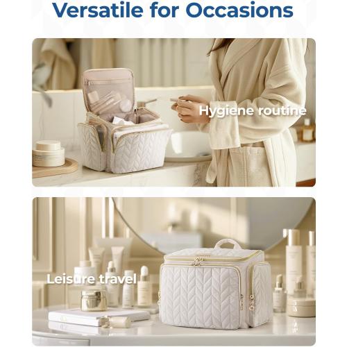 BAGSMART Travel Toiletry Bag, Large Wide-open Travel Bag for Toiletries, Makeup Cosmetic Travel Bag with Handle-Black