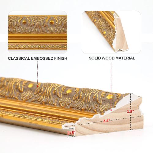 Vintage Gold Frame for 12x12 Canvas Paintings, 2.4” Wide Finished Wood Ornate Frame for Oil Painting Art Prints Landscape Family Portrait, Victorian Antique Gallery Wall Decor(No Glass & Back)