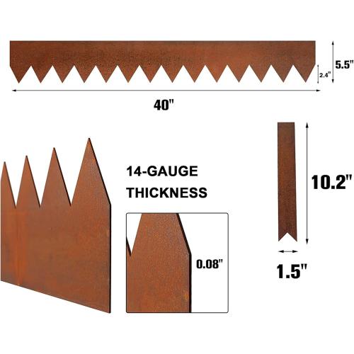 Worth Garden 20ft Pre-Rusted Cor-Ten Steel Landscape Edging – Heavy Duty Metal Garden Edging Border, 40 L x 6-Pack 5.5 H Panels, No-Dig Hammer-in Lawn & Yard Edging with 7 Clamps & Gloves