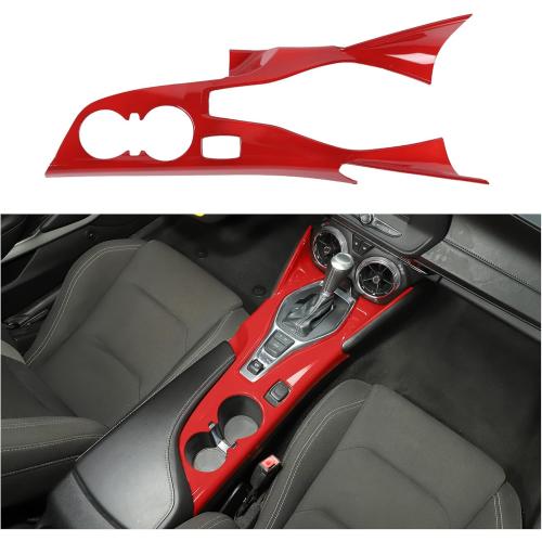 CheroCar Center Console Gear Shift Panel Trim Cover Interior Decoration for Chevrolet Camaro 2016  (Red)