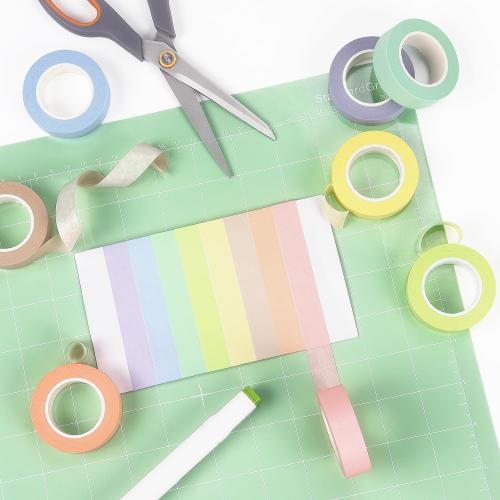 Hutou 8 Rolls Washi Tape Colored Masking Tape 1/2 Inch, Pastel Colors