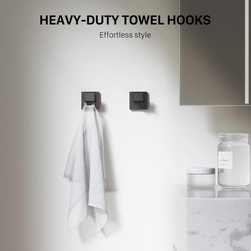 10-Piece 23.6 Inch Matte Black Bathroom Accessories Set, Bathroom Hardware Set, SUS304 Stainless Steel Bath Towel Bar Set, Toilet Paper Holder with Shelf, Towel Hooks, Towel Rings Wall Mounted