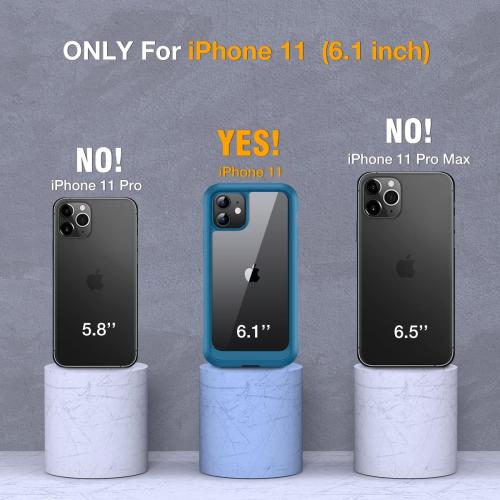 Miracase Glass Series for iPhone 11 Case 6.1 inch, Upgraded Full-Body Rugged Phone Bumper Case Cover with Built-in 9H Tempered Glass Screen Protector and Camera Protector, Light Blue