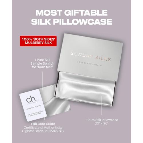 Size 20x36 Color White Colorado Home Co 1 Pack King Size 100% Mulberry Silk Pillowcase, White, 20 x 36
