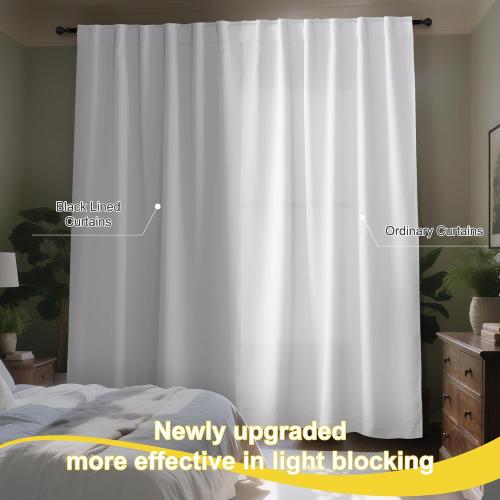 NICETOWN 100% Blackout Window Curtain Panels, Cold and Full Light Blocking Drapes with Black Liner for Nursery, 84 Inches Drop Thermal Insulated Draperies (Pure White, 2 Pieces, 52 inches Wide)