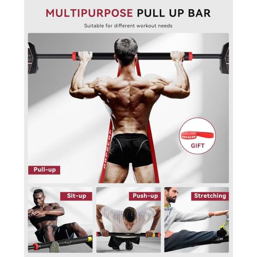 HAPBEAR Pull Up Bar for Doorway, Strength Training Chin up Bar without Screws, Adjustable Width Locking Mechanism Pullup Bar with Non-slip, Doorway Pull Up Bar for Home Gym Upper Body Workout
