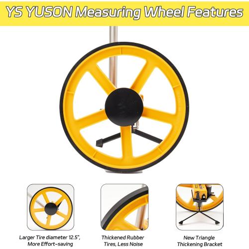 Yellow and Black 12 Inch Measuring Wheel in Feet with Stronger Triangle Bracket, Rolling Measuring Wheel for Construction, Digital Measure Wheel with Tape Measure and Canvas Carrying Bag, Up to 10000 Ft