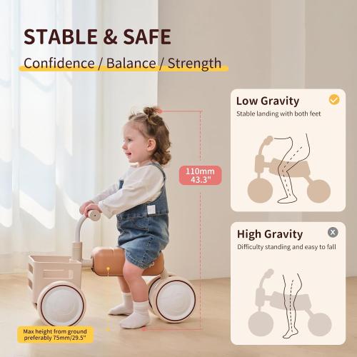 Kidpop Toast Baby Walker with Basket Balance Bike for 1 Year Old Boys Girls Push Rider with Detachable Seat for 10-36 Months,4 Wheels Toddler First Bike, First Birthday Gifts (Green)