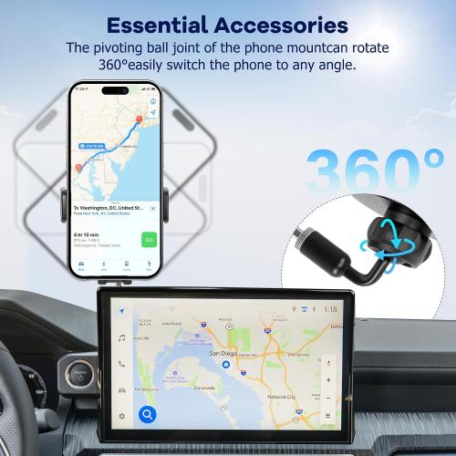 Car Phone Holder Fit for Toyota Tacoma 2024 2025 2026 W/Dash Tray Storge Box Organizer, Cell Phone Mount for Tacoma Accessories 14 inch Touch Screen 360 Degree Rotation (Not Fit 8 inch)