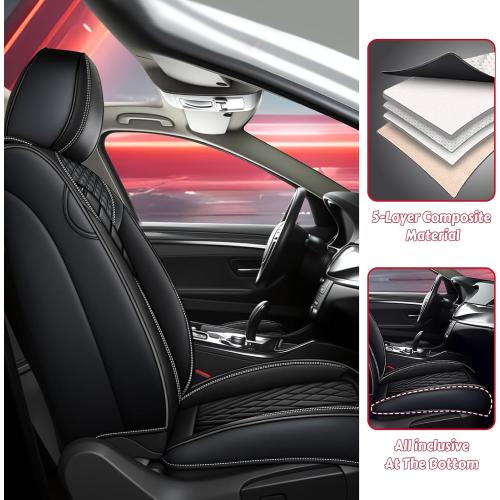 Seat Covers for Ram 1500,Full Set, Leather,Black | Waterproof,Leather,Lumbar Muscle Pain Healing Function,Airbag Compatible