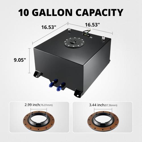 EVIL ENERGY 10 Gallon Fuel Cell Gas Tank Aluminum with Level Sender Black Street Drift