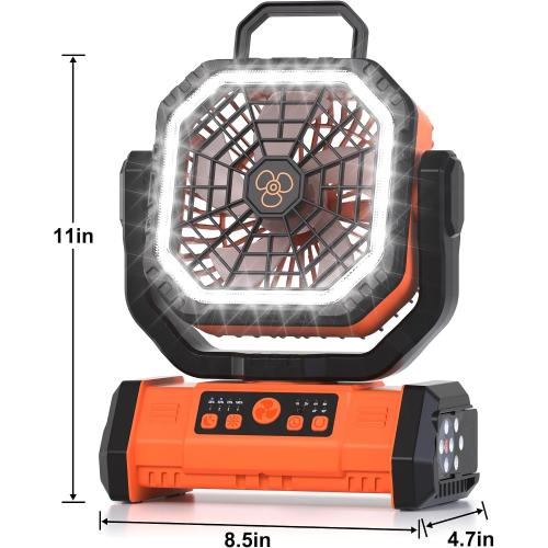 Honesorn 20000mAh Rechargeable Fan Portable 11-Inch, with LED Light Remote