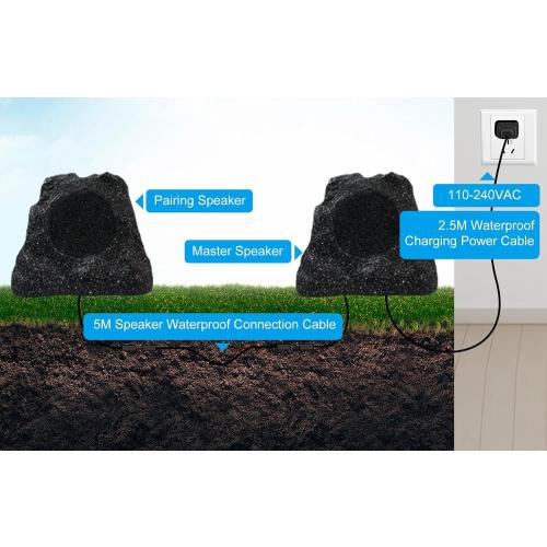 Size 8 1 Pair Color Black Herdio 8 Outdoor Rock Bluetooth Speakers Wired IPX7 Waterproof 600 Watt Resin Material All Weather for Deck Pool Backyard Patio Garden BBQ (1 Pair Black)