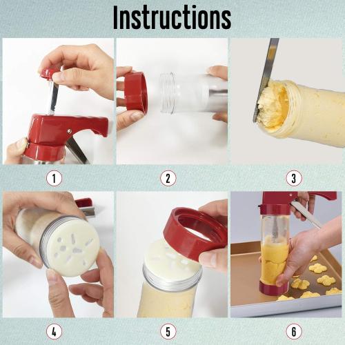 45PCS Cookies Press Gun Kit Set,DIY Cookie Maker With 16Cookie Discs,Icing Tips,Cleaning Brushes,EVA Piping Bags,Cookies Decorating Kit Baking Tool For Biscuit Making,Cakes Decorating For Any Holidays