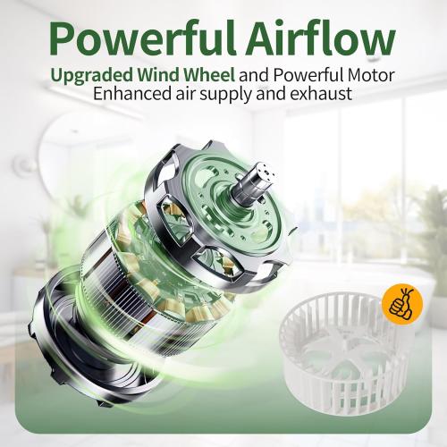 TEPU 9.8Inch Grille Bathroom Exhaust Fan with Light 110 CFM, Housing 8 x 8, Duct 4Inch, 1.0 Sone Quiet Bathroom Exhaust Fan with 6500K 1200LM LED Light, for Bathrooms, Laundry Room, Shower Area