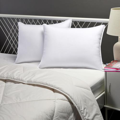 26x20 White 2 Pack Amazon Basics Down Alternative Pillow for Back Side Sleepers, Medium Density, Standard Size