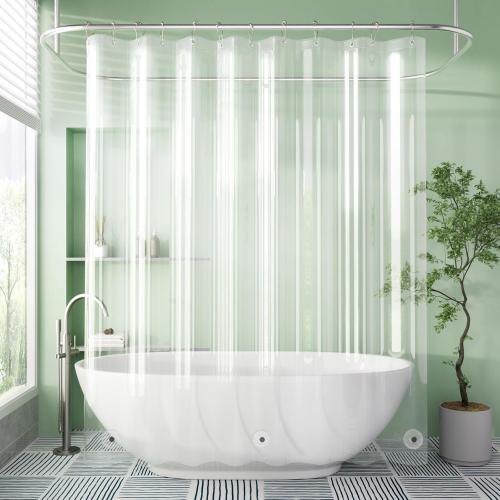 Clear AmazerBath Extra Long Shower Curtain Liner, Clear Shower Curtain Liners 96 Length, 72x96 Plastic Shower Curtain Liner, Cute PEVA Tall Shower Liner, Bathroom Shower Curtain Liners with 3 Magnets