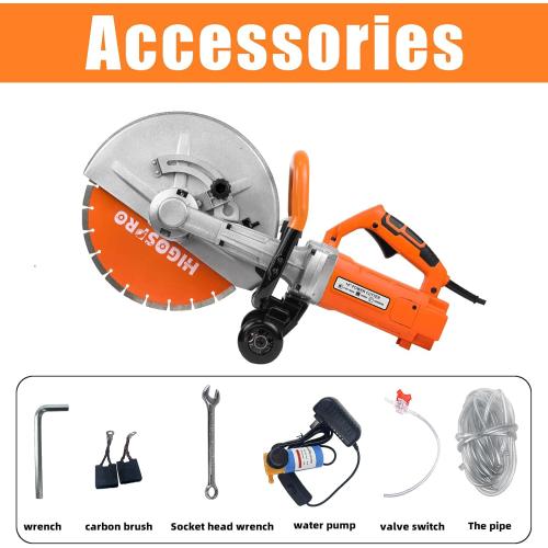 14-Inch Electric Concrete Saw 3000W, 110V Cut-Off Saw with Diamond Blade, 4.8 Max Cutting Depth, Heavy-Duty Cement Grinder for Asphalt, Brick, Stone