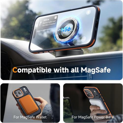 Magnetic 3 in 1 for iPhone 17 Pro Case, [Omni-Directional Protection] with 1x Screen Protector   1x Camera Cover, [Seamless Work with Magsafe] Shockproof Slim Thin Case for iPhone 17 Pro Cosmic Orange