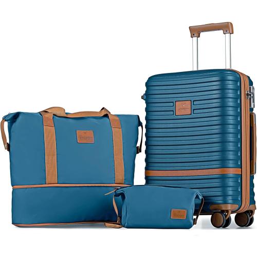Joyway Carry On Luggage 20 Inch Expandable Suitcase with Spinner Wheel, 3 Piece Hard Shell Luggage Set with TSA Lock(Navy Blue)