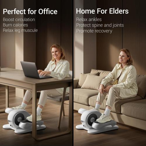 Under Desk Elliptical Machine, Ellipse Leg Exerciser for Seniors, Quiet & Portable Electric Seated Eclipse Exercise Training Machine with Remote, 12 Speeds & Mute Function, Manual & Auto Mode