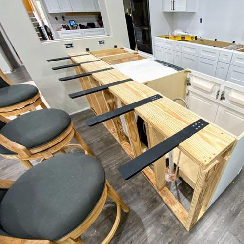 Countertop Support Bracket 3 Pack 18 Lx 2.5 W Hidden White Knee Wall Support Countertop Bracket 3/8 Thick Heavy Duty for Quartz/Granite/Wood/Concret Countertops Screws Included