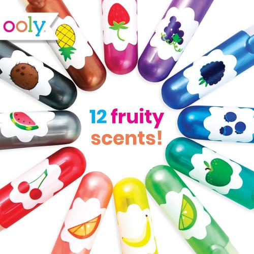 Ooly Scented Yummy Yummy Glitter Gel Pens Set of 12-1.00mm NIB Scented Glitter Pens for Kids, Adults, Art and Stationery Set Back to School Supplies