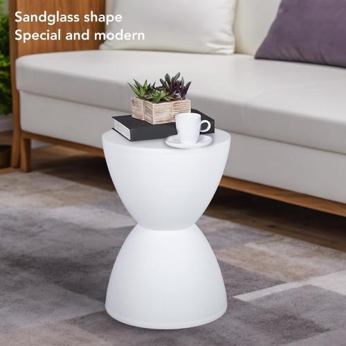 Modern Hourglass Shaped Accent Stool, White, Polypropylene (PP), 16.93 x 11.81 x 17.01 inches, Glossy Plastic Finish, 250 lbs Weight Limit