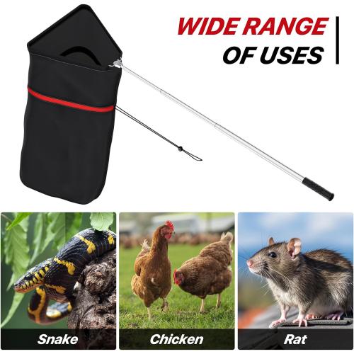 Chicken Net Catcher, Snake Catcher Net with Secure Drawstring, 29-65 Handing Tool for Moving Pick-Up Chicken, Duck, Goose, Cat, Bird, Raccoon, Dog, Rattle Snakes Lizard Reptiles and Others