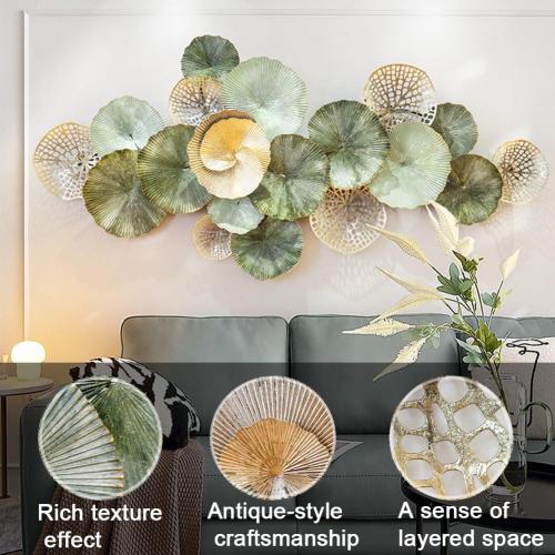 Brogana Large Wall Decor, 3D Handmade Metal Wall Art, Boho Lotus Leaf Metal Wall Decoration, Nautical Coastal Wall Decor, for Living Room Kitchen Office Yoga Room