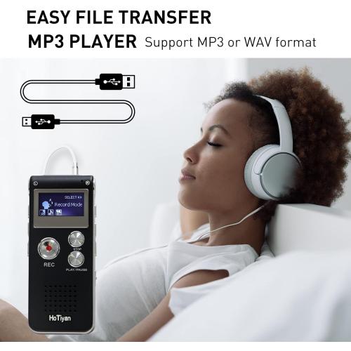 Voice Recorder 16GB Capacity Voice Activated Recording Device Digital Voice Recorder for Lectures, Meetings, Interviews Audio Recorder with USB Rechargeable WAV/MP3 Tape Recorder (16GB)