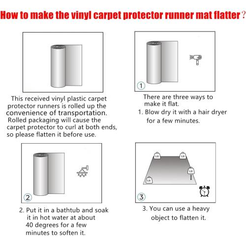 Plastic Carpet Runner 27in x 6ft Clear Floor Runner for Carpet Protection with Spikes Non-Slip & Stain-Resistant Rug Protector for Carpeted Hallway or Entrance or Other Foot Traffic Areas