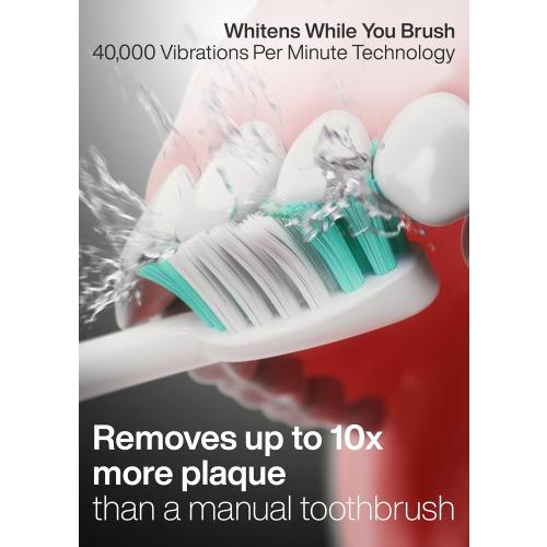 Mint, Aquasonic Vibe Series Ultra-Whitening Toothbrush – ADA Accepted Power Toothbrush - 8 Brush Heads & Travel Case – 40,000 VPM Motor & Wireless Charging - 4 Modes w Smart Timer – Mint Green Metallic