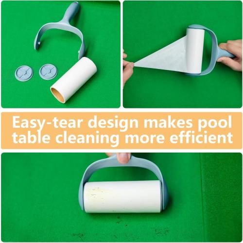 Pool Table & Rail Brush 5 Set, Billiard Felt Cleaner Accessories with 2 Wooden Brushes, Cue Cleaning Cloth, Ferrule Polish Cloth & Sticky Lint Roller