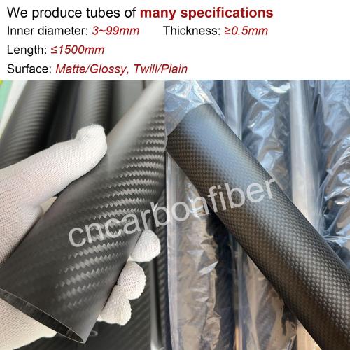 Size 30mmx27mmx500mm,1.5MM 2pcs 30mm Carbon Fiber Tube 30mmx27mmx500mm,1.5MM Wall Thickness 500MM Length,3K roll Wrapped Twill Matte Finish