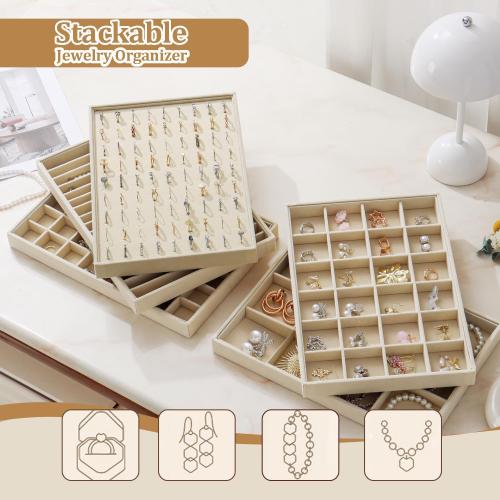 Large Velvet Jewelry Tray Display Drawer Inserts 2 Pack