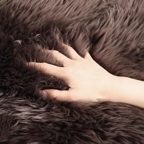 LLB Genuine Sheepskin Area Rug Wool Rug Fur Carpet Fluffy Shaggy Fur Rug for Living Room Kids Bedroom Real Sheepskin Throw Lambskin Rugs Sofa Chair Seat Covers (Chocolate Brown, 2 x 6 ft Sheepskin)