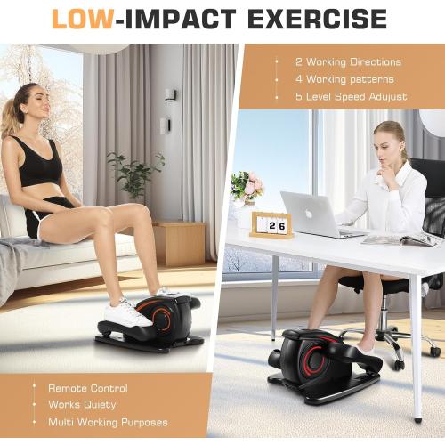 Helios move Under Desk Elliptical Machine, Electric Seated Pedal Exerciser, Mini Elliptical Machines for Seniors, LCD Display Monitor, Remote Control, Leg Exerciser for Home