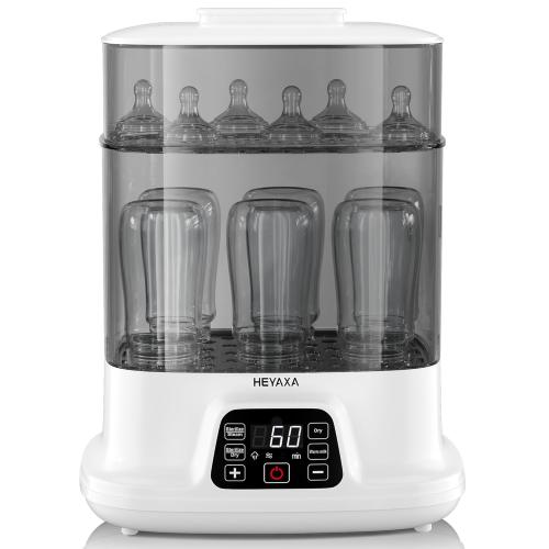 HEYAXA Baby Bottle Steri-lizer and Dryer, 10 Bottles Large Capacity, 4 in 1 Electric Steamer and Dryer for All Bottles, Parts & Baby Essentials, Touch Screen and Auto-Off
