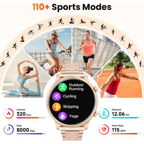 Hwagol Smart Watches for Women Android Phones iPhone Compatible(Bluetooth Call),1.39'' Round Fitness Tracker Heart Rate/SpO2/Sleep Monitor,100 Sport Modes Pedometer