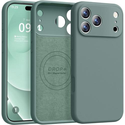 Ktele Magnetic for iPhone 17 Pro Max Case [Compatible with Magsafe] [Premium Silicone Satin-Smooth Touch] Slim Shockproof Anti-Scratch Microfiber Lining Case, 6.9 inch, Pine Green