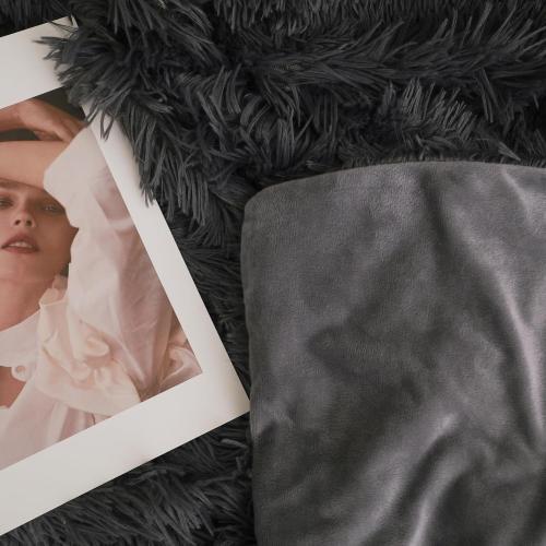 Dark Grey Fluffy Throw Blanket –  Soft & Cozy Plush Blanket, Fuzzy Shaggy Couch Bed Cover for Living Room, Bedroom Decor – Gift for Women, Men, Him & Her