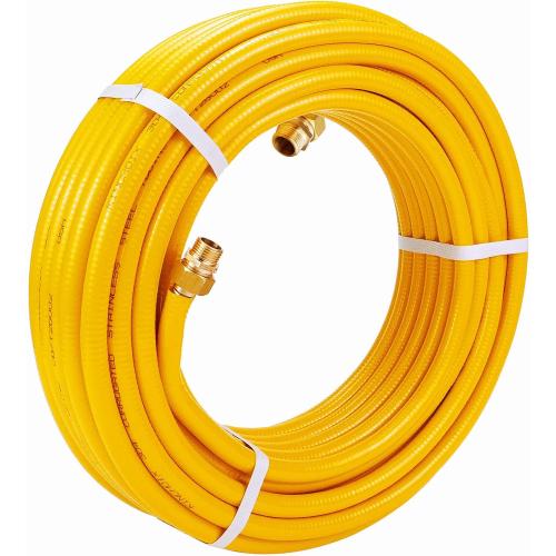 CSST Corrugated Stainless Steel Tubing 37 Ft 1/2 Flexible Natural Gas Line Pipe Propane Conversion Kit Grill Hose with Male Adapter Fittings