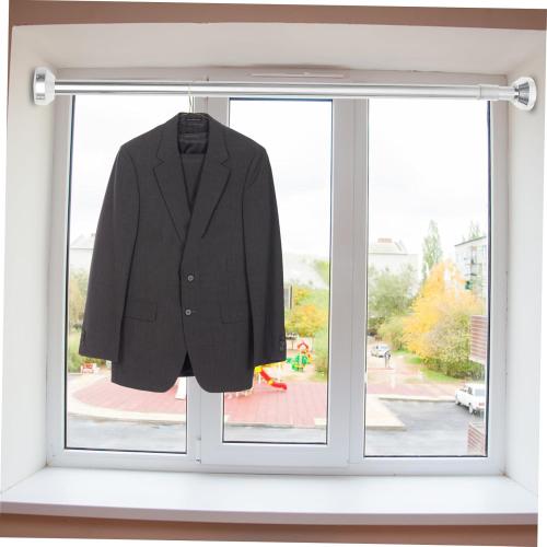 Adjustable Spring Tension Rod for Bathroom Kitchen and Wardrobe No Drill Stainless Steel Hanging Non- for Easy Installation and Versatile Use