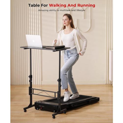 Standing Desk Adjustable Height, Mobile Stand Up Desks with Wheels Small Computer Desk Rolling Desk, Portable Laptop Desk Black Standing Table Sit Stand Home Office Desks 16x31.5 Height 27-43.5