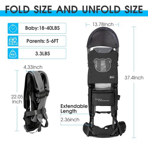 WIPHA Toddler Hiking Backpack Carrier, Lightweight Child Carrier Sunshade
